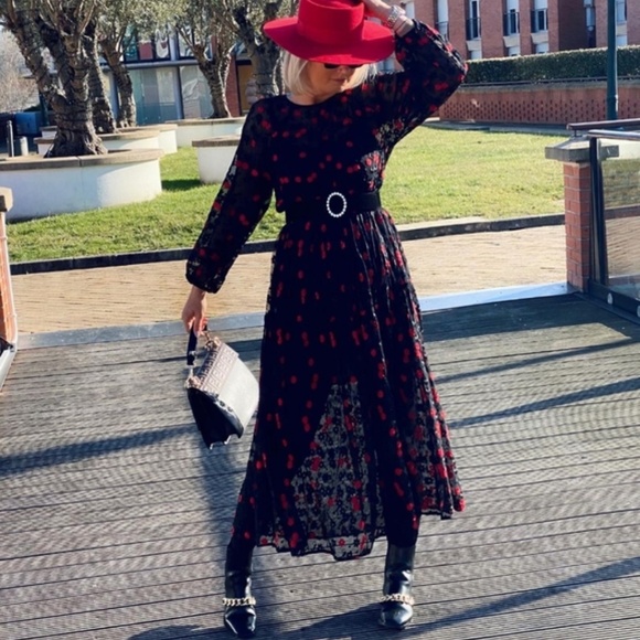 🌹NWT Zara Oversized Dress W Floral Embroidery🌹 - Picture 5 of 16